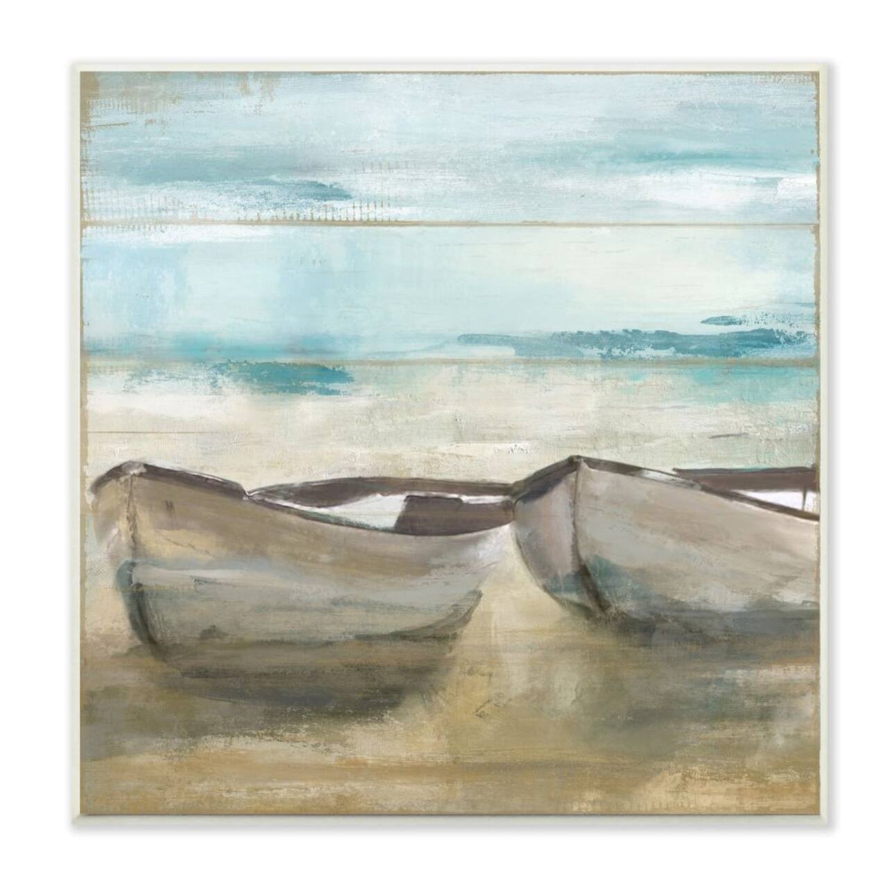 Stupell Industries Lake Boat Beach Landscape Wooden Wall Plaque